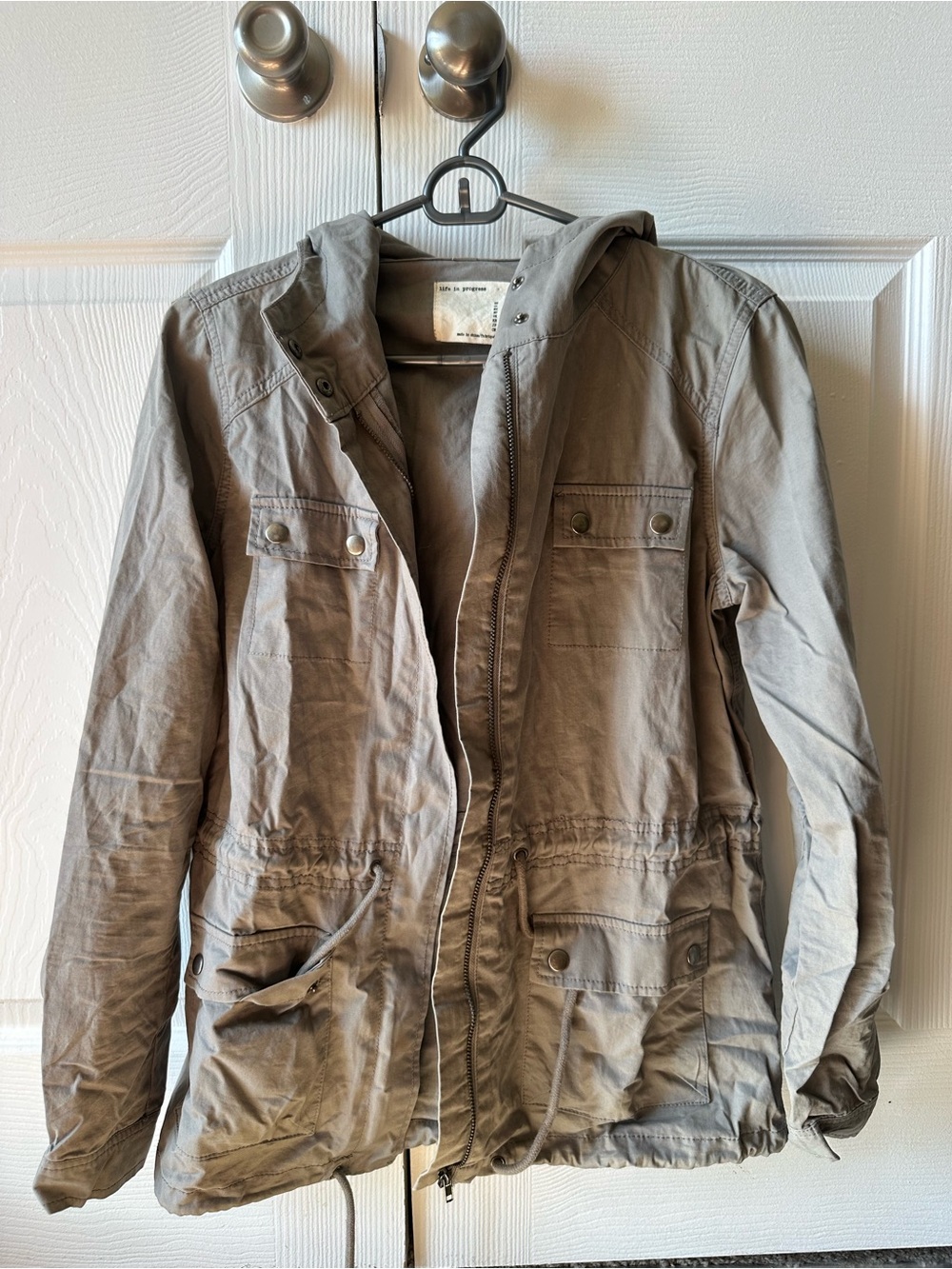 life in progress Hooded Field Jacket in Taupe Gray